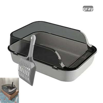 Cat Litter Box Set Large Fence Semi Enclosed Cat Litter Box Thickened Cat Toilet with Cat Litter Scoop Pet Supplies Cat Litter
