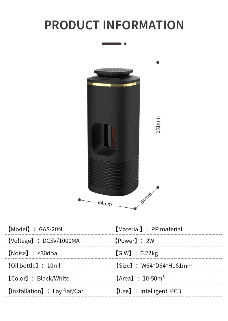 Car Diffuser Room Fragrance High End Products Air Freshener Essential Oils Air Purifier USB Rechargeable Vibration Sensor Switch