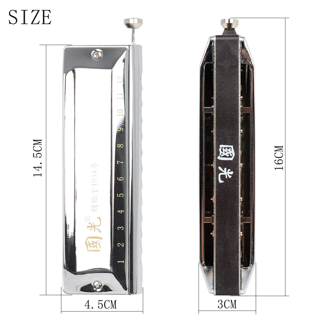 12 Hole 48 Tone Harmonica Chromatic Harmonica Suitable for Professional Performance Woodwind Instrument Children's Musical gift