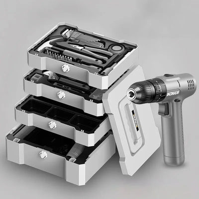 Professional Household Power Tool Set Multifunctional Electric Drill Screwdriver Hand Tools Set Portable Storage Tool Boxes