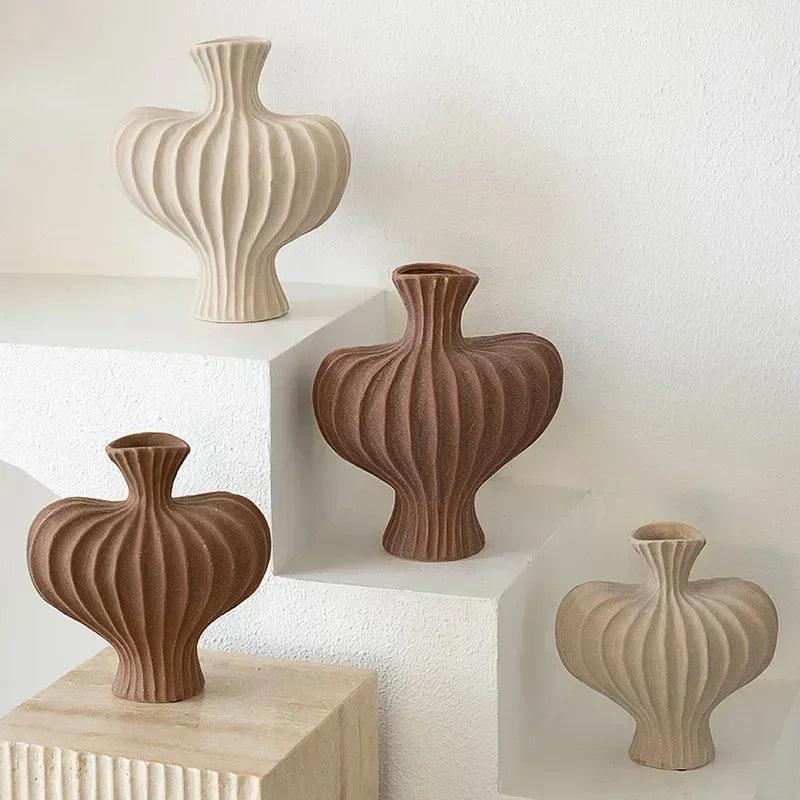 Creative ceramic vase living room desktop ornament flower arrangement dried retro decor home