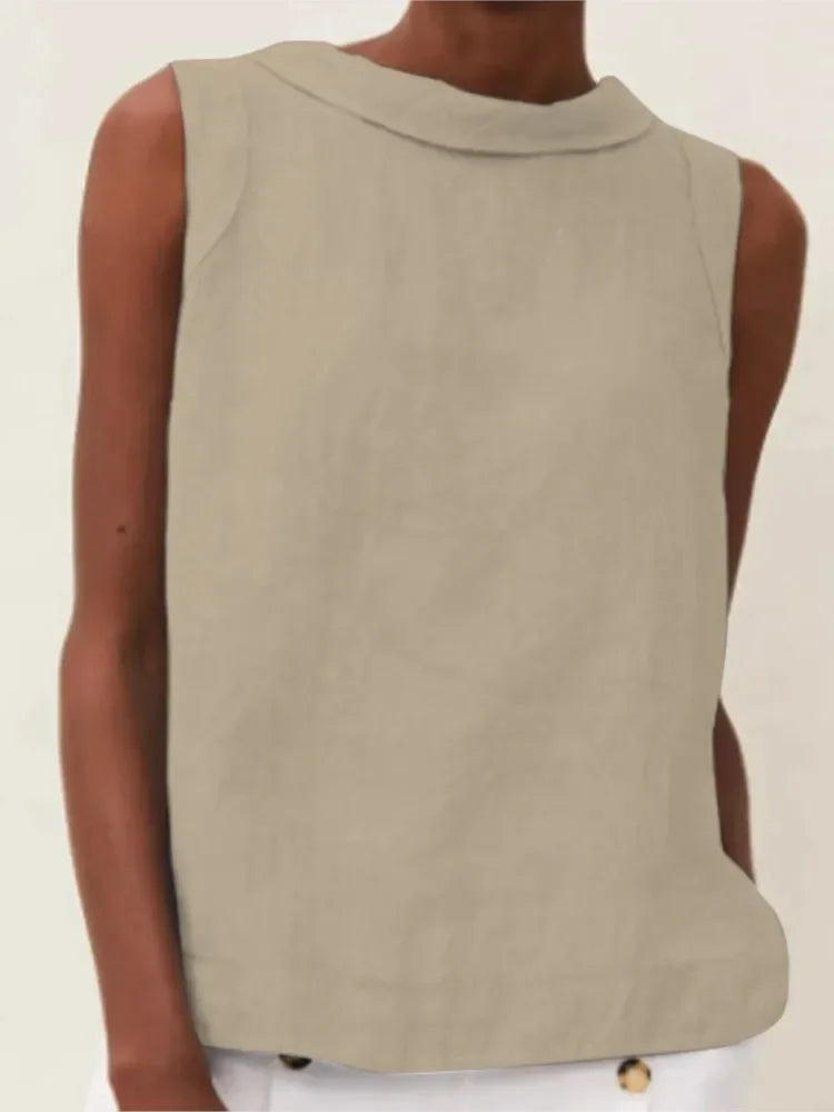 Solid Linen Women's Office Tops