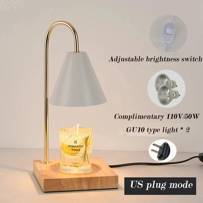 Bedside Candle Warmer Lamp Melt Lamps Stepless Dimming Table Lamp Wooden Base Candle Warmer Lamp 50W for Bedroom Decor Lighting