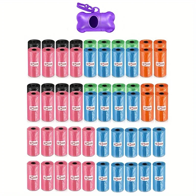 1200pcs Random Color Cartoon Paw Graphic Dog Poop Bags Pet Poop Bags Leak-Proof Dog Waste Bags For Pet Supplies