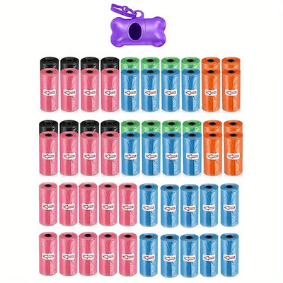 1200pcs Random Color Cartoon Paw Graphic Dog Poop Bags Pet Poop Bags Leak-Proof Dog Waste Bags For Pet Supplies