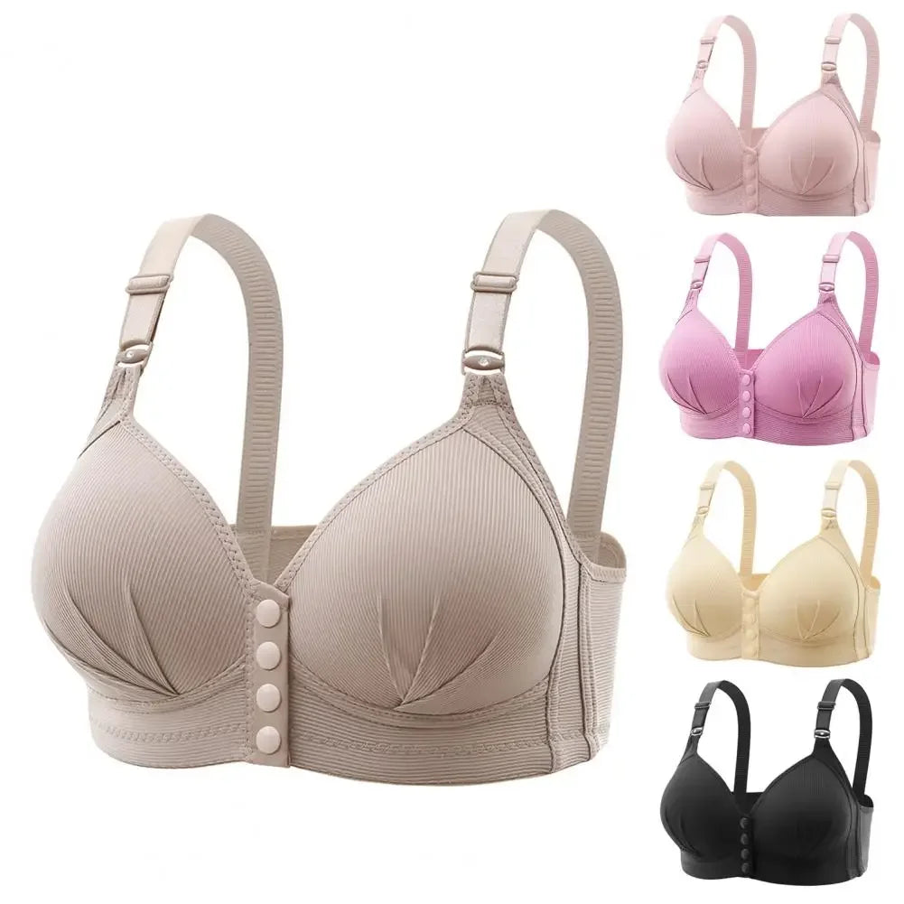 Breathable Bra Front Button Closure Push Up Bra for Women