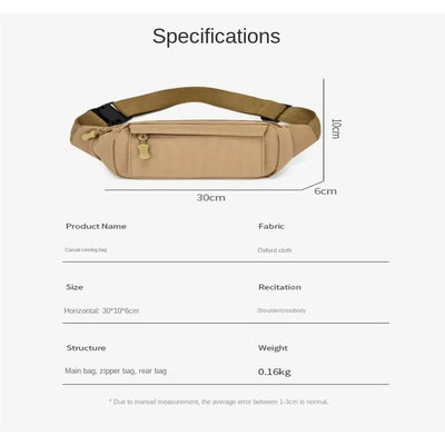 Banana Bag Waterproof Waist Pouch Oxford Cloth Wear Resistant Waist Bags Portable Large Capacity Shoulder Belt Bags Running