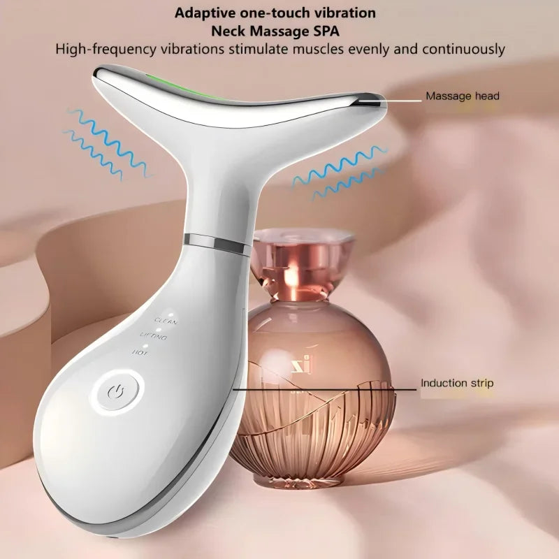 Neck Beauty Instrument with Base Microcurrent Facial Massager LED Photon Skin Rejuvenation Neck Face Skin Care Tool for Wrinkle