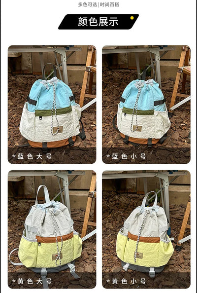 2025 Mountain Style Backpack Couple, Retro Color Block Hiking Bag, Lightweight Large Capacity Daypack for Outdoor