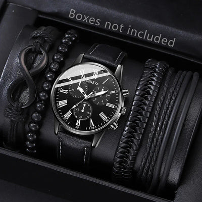 New Hip Hop Mens Fashion Watches Luxury Male Clock Wristwatch Sport MensWrist Watch Bracelet Set Relogio Masculino