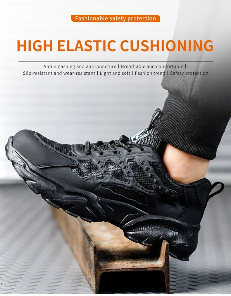 Work Safety Shoes For Men Lightweight Protective Work Sneakers Lightweight Men Shoes Breathable Shoes Anti-Puncture Work Shoe