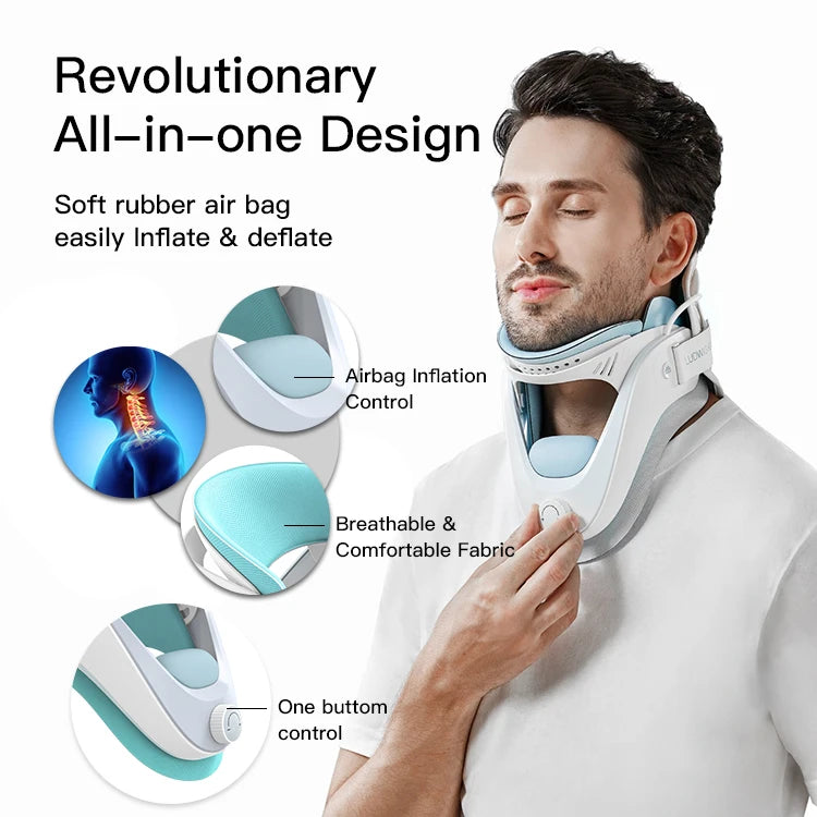 Cervical Neck Traction Device Neck Brace for Men and Women, Adjustable Neck Stretcher with 6 Power Tractions for Neck Pain Decom