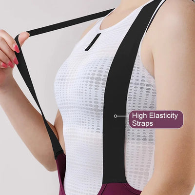 Women High-Waisted Cycling Shorts Road Bike Bib Pants with Shoulder Straps Mountain Racing MTB Shorts Non-slip Biking Clothing