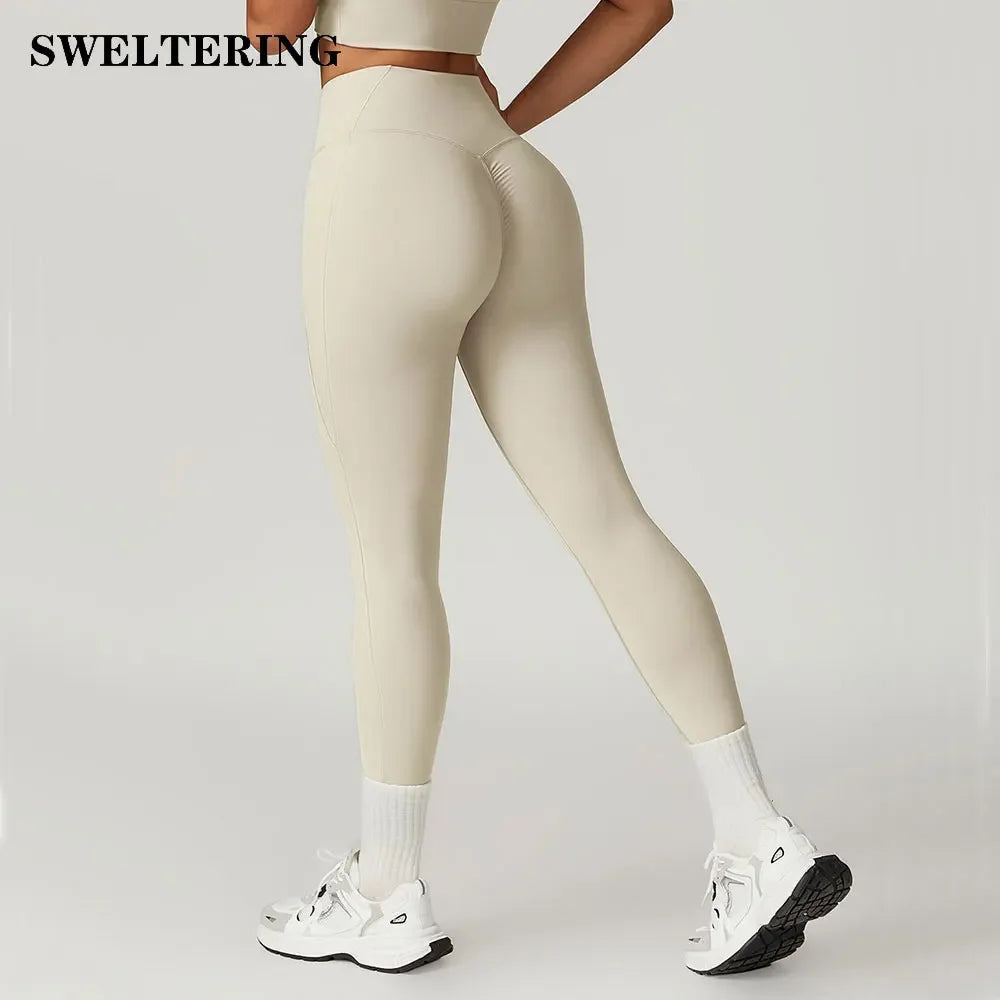 Fitness Tights Women Sport Leggings High Waist Elastic Solid Yoga Leggings Workout Gym Jogging Quick Dry Push Up Pants Female