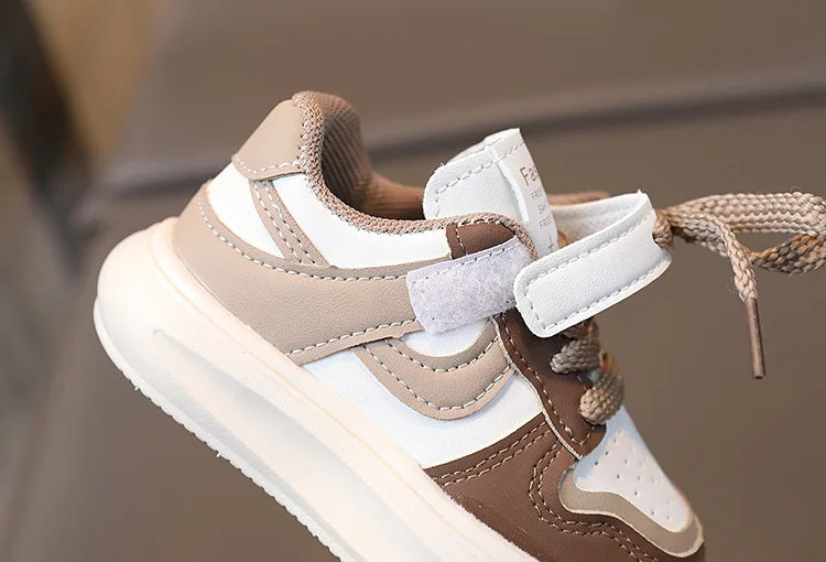 Children’s sports shoes girls 2025 spring autumn new leather pu leisure soft soled boys sneakers baby girl casual