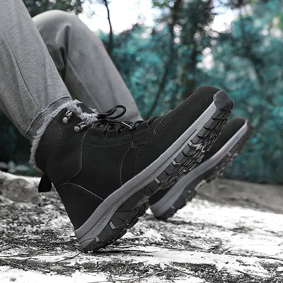 Snow Boots for Men Casual Winter Shoes Platform Non-slip Warm Fur Ankle Boots Plush Combat Outdoor Hiking Motorcycle Boots