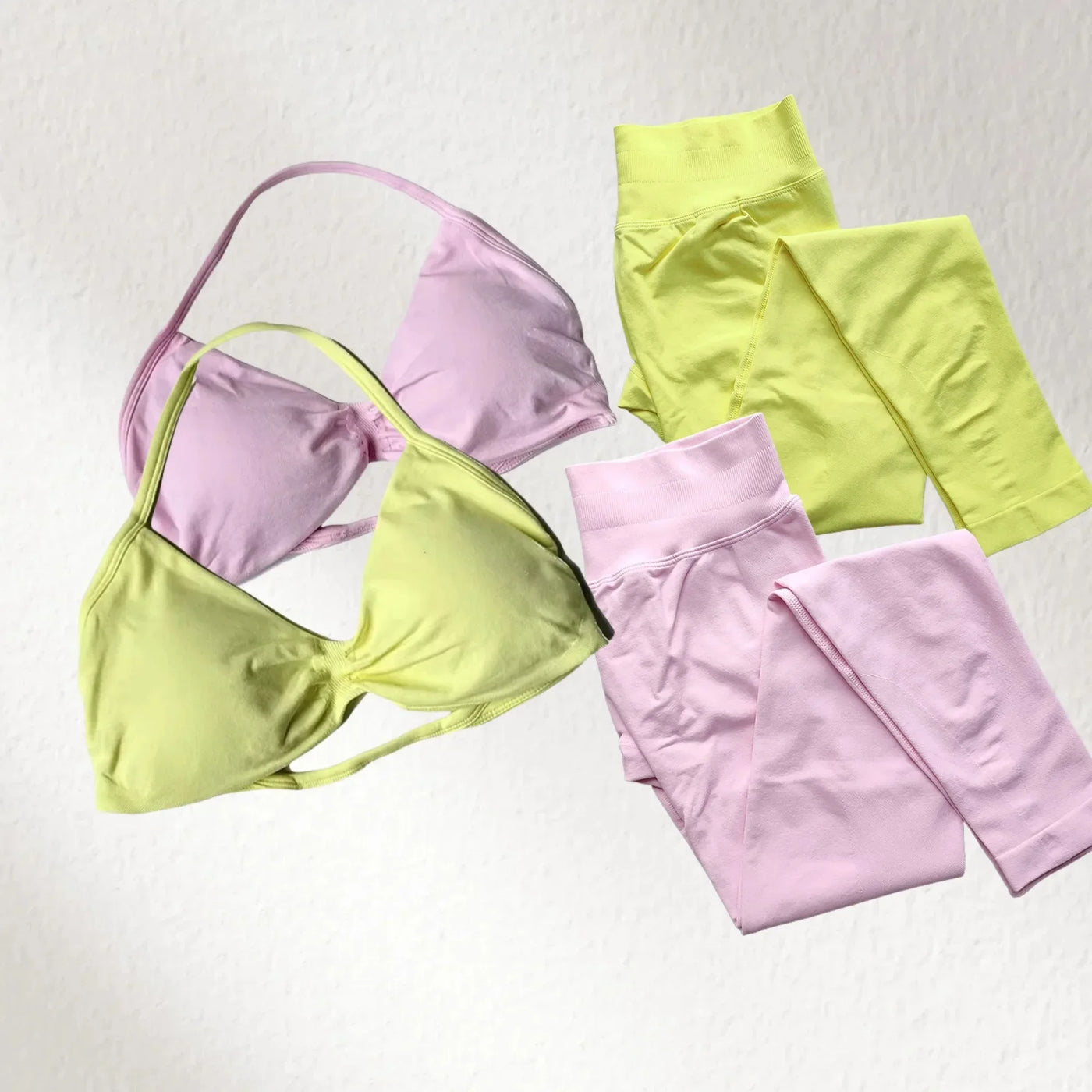 2-Piece Yoga Set 2025 Summer Yoga Set Gym Women's Yoga Fitness Set Hip Pants Neck Bra Pilates Set Multi-color No Printing