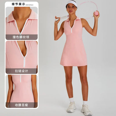 Women's Collar Sports Dress for Outdoor Golf Tennis Fitness Running Speed Dry Badminton - Quick-Drying Comfortable Active Wear