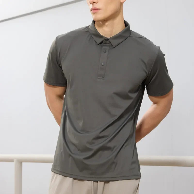 Summer Sports Polo T-shirts Men Solid Color Straining T-shirts Breathable Comfortable Short Sleeve