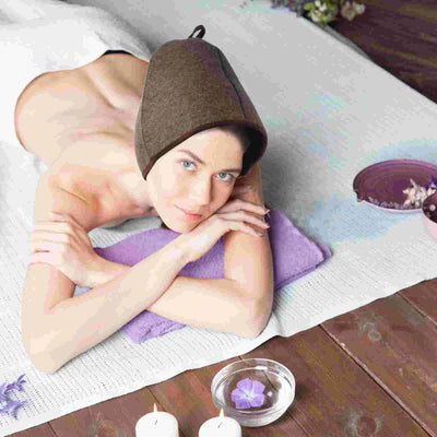 Thickened Sauna Hat Wool Felt Bathing Hat Hat Shower Cap Portable Bath Accessories Shower Caps Household Merchandises