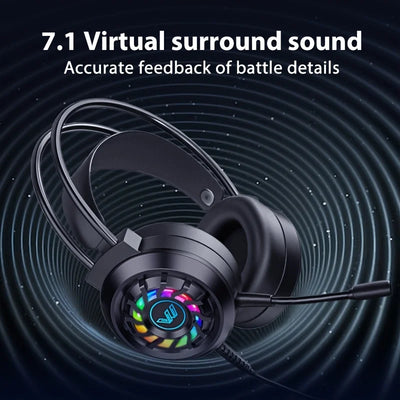 Gaming Headset Wired 7.1 Channel Noise Cancelling Multifunctional Surround Sound Headphone Over-Ear For Computer Laptop USB