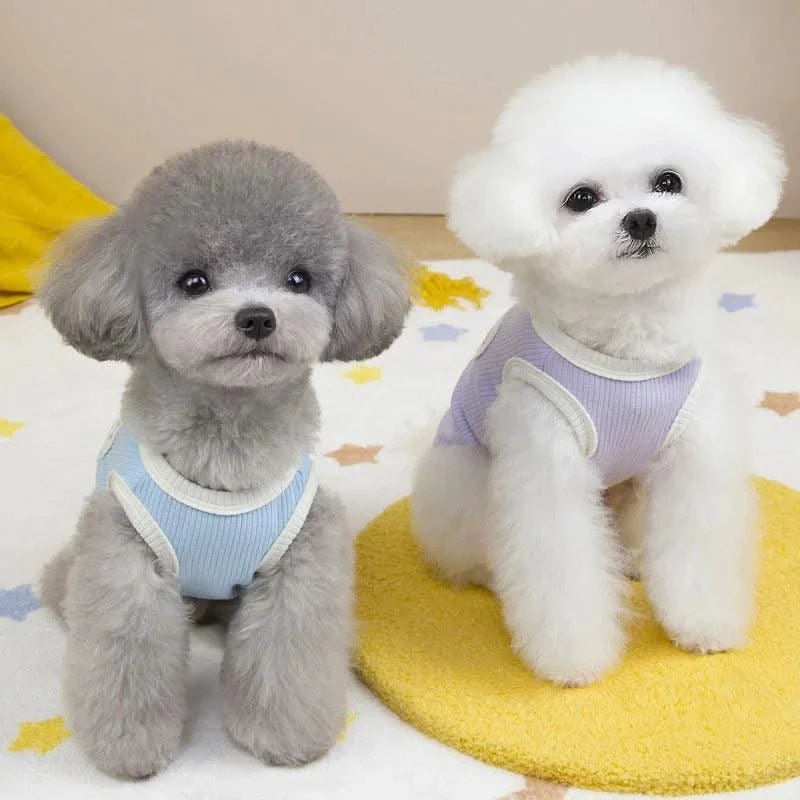 Pet Clothes Dog Vest Summer Breathable Sleeveless Hoodies Blue Purple Clothing Puppy Sweatshirt Tank Top Costume For Small Dogs