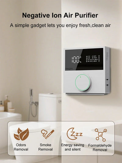 Air Purifier for Home 2400Mah USB Rechargeable Negative Ion Air Purifier Low Noise Smart Air Ionizer with LED Digital Display