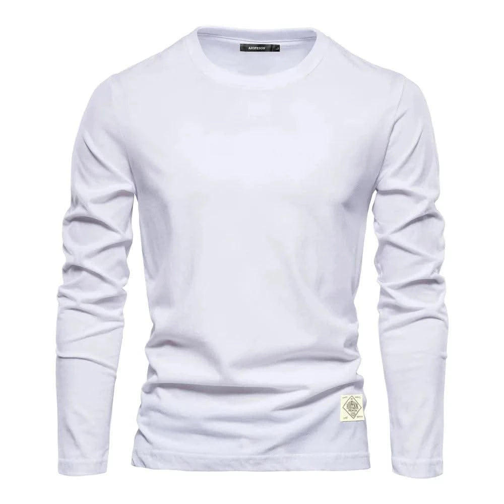100% Cotton Long Sleeve T Shirt For Men Solid Spring Casual Mens T-shirts High Quality Male Tops Classic Clothes Men's T-shirts