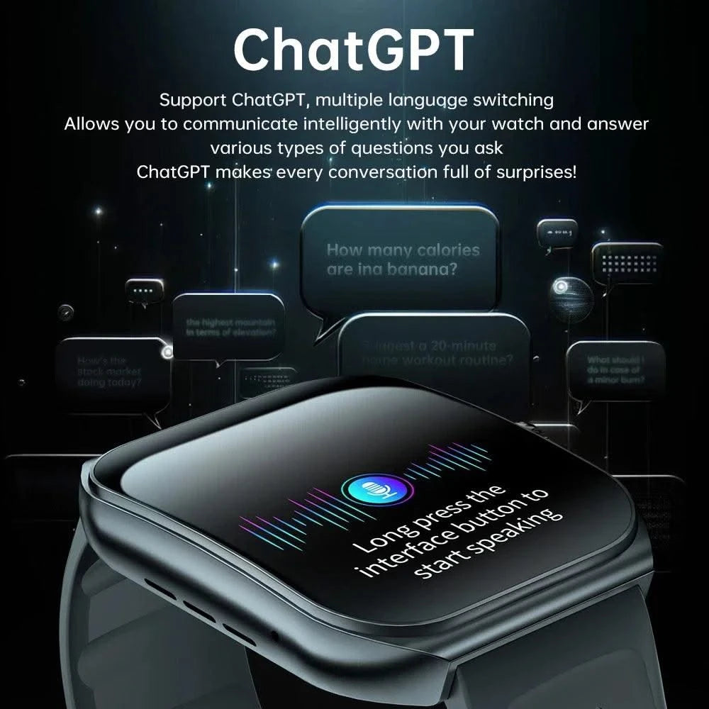 KUMI KU7 Smartwatch 1.96" AMOLED, AI Voice Assistant, Bluetooth Call, SOS Alert, 100+ Sports, Health Monitor