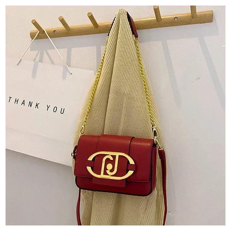 Designer handbags for women leather metal buckle flap square shoulder bags fashion 2024 ladies messenger females casual