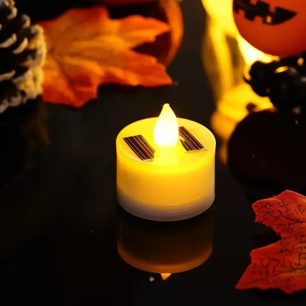 Solar candle tea lamp smokeless simulation led electronic outdoor christmas halloween wax