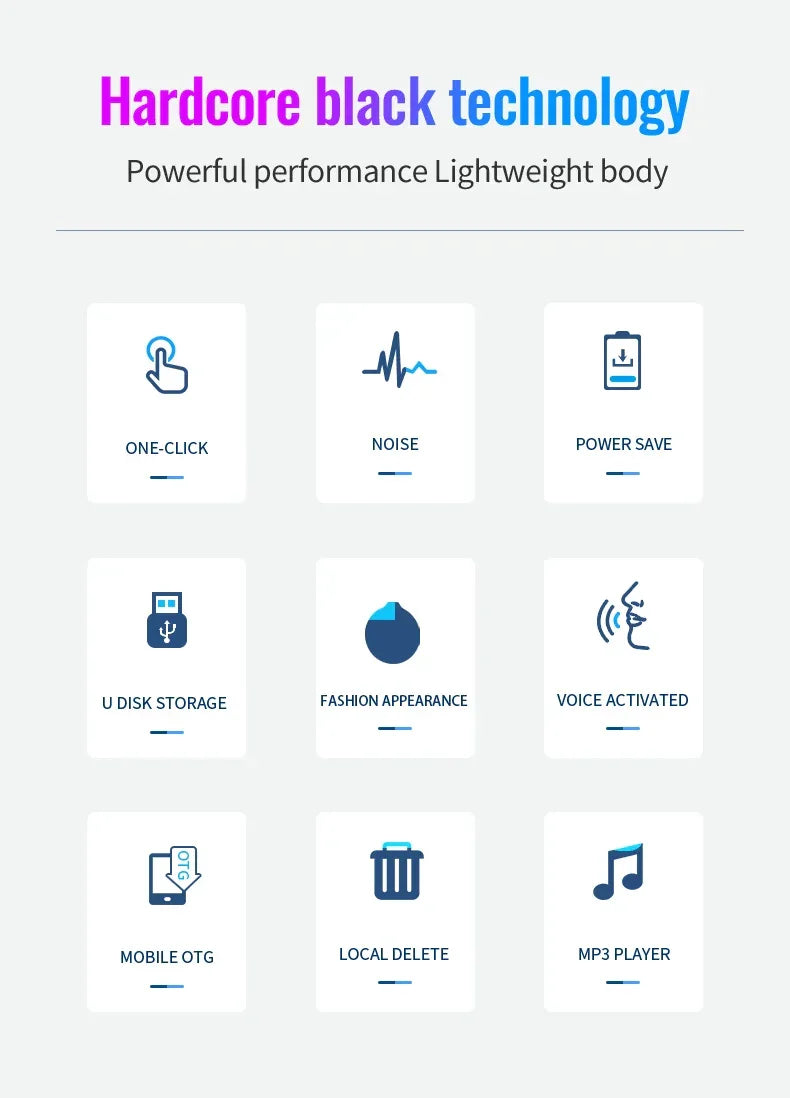 Voice Recorder Activated Recording Micro Dictaphone Digital Audio Smart Recorder MP3 Player Noise Reduction