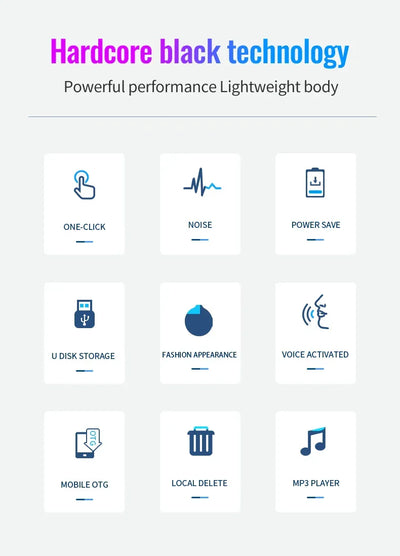 Voice Recorder Activated Recording Micro Dictaphone Digital Audio Smart Recorder MP3 Player Noise Reduction