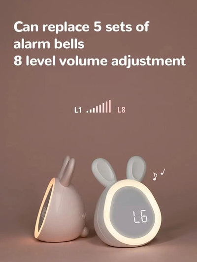 Kids Cute Rabbit Alarm Clock With Night Light Stepless Dimming Led Digital Alarm Clock For Boys Girls