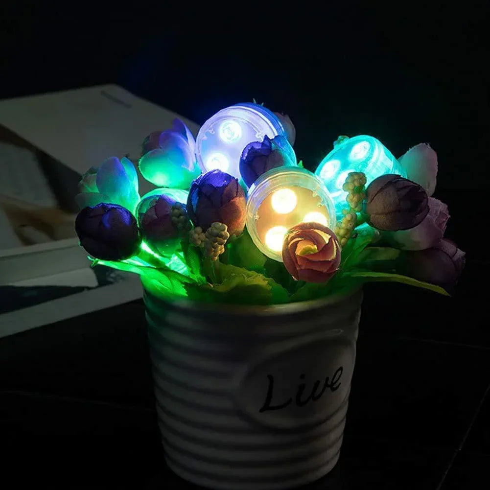 3LEDs Underwater RGB Submersible Lights with Battery Waterproof Swimming Pool Night Atmosphere Lamp Decor Wedding Party