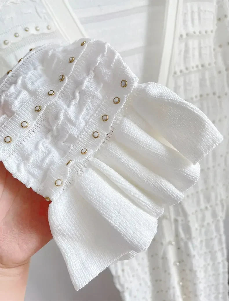 Women's long-sleeved V-neck slim-fit maxi dress with rivet design Evening dresses Elegant party Woman clothing