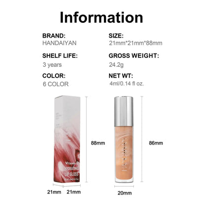 Long Lasting Lip Gloss Vitamin E Infused Plumping Glaze Hydrating Nude Color Liquid Balm Glossy Makeup Shine