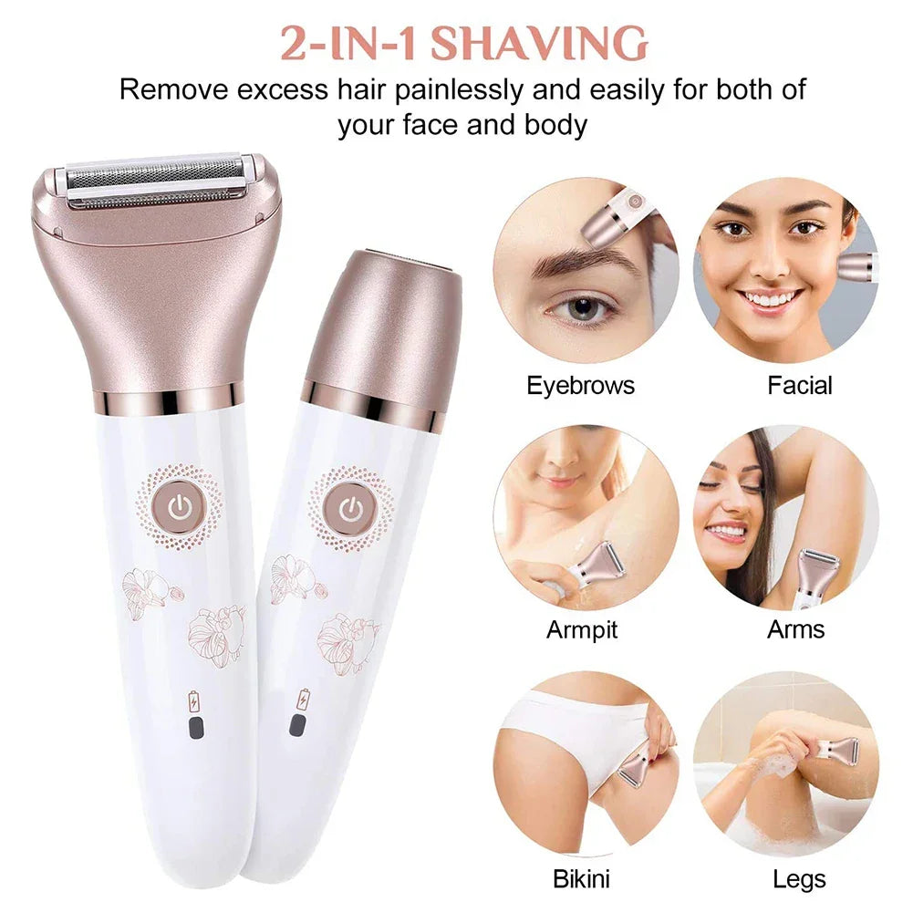 Electric Razor for Women, Painless 2 in 1 Wet & Dry Lady Shaver Portable Waterproof Bikini Trimmer Body Hair Removal