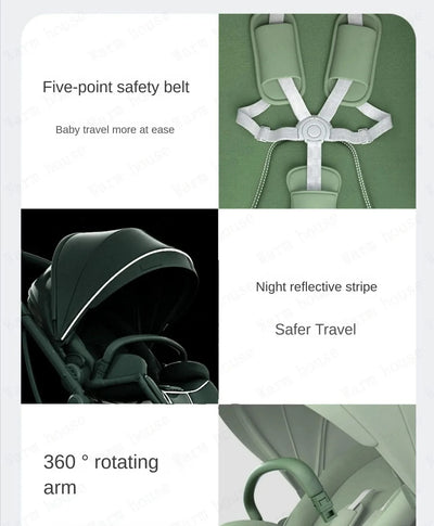 Portable Foldable Baby Stroller, High View Two-way Baby Stroller, Lightweight Travel Baby Stroller,  Adjustable Backrest