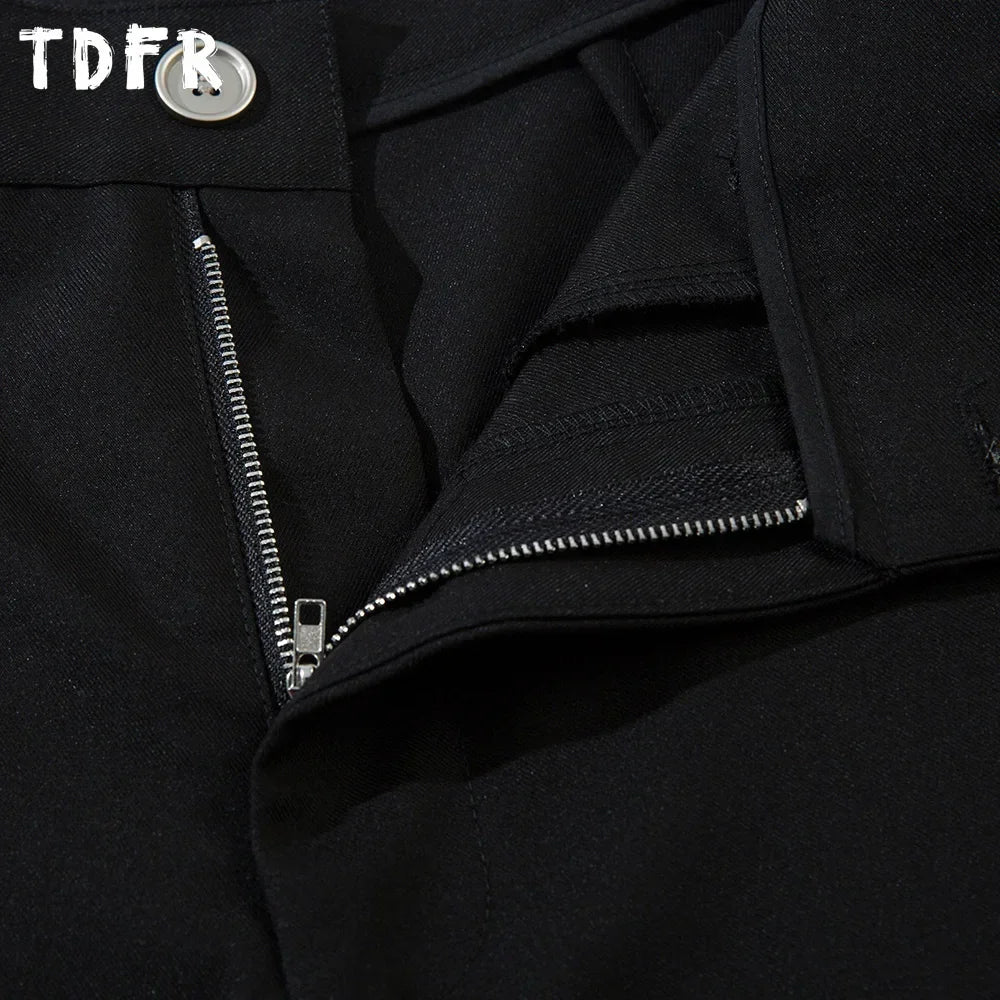 Spliced Wide Leg Pants Mens Solid Color Spring Summer Casual Streetwear Loose Wide Leg Trousers Men