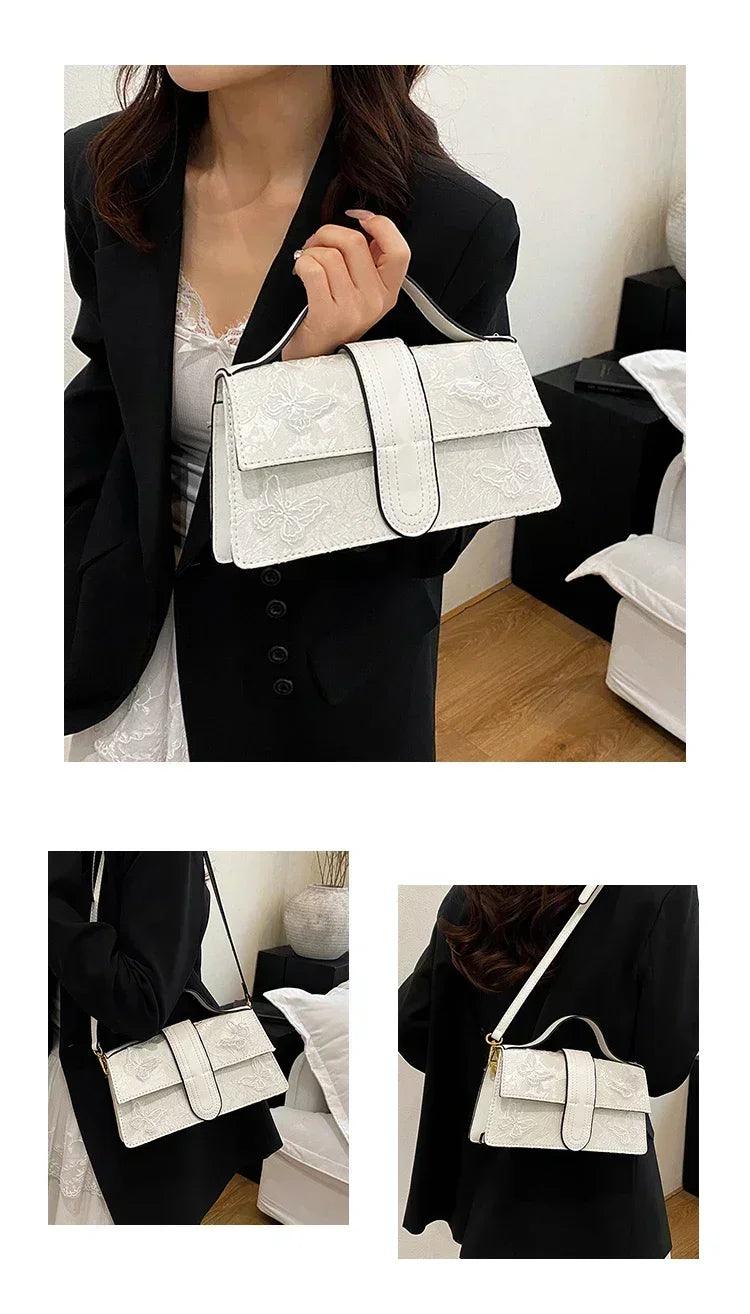 Modern minimalist leather shoulder bag - designer ladies handbag for work shopping and special occasions