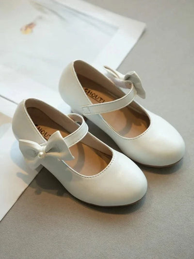 Children's Leather Shoes with Simple Bow  | Girls' Princess Shoes |Kids Dance Performance Shoes |for Parties, Flower Girls, Fancy Dress