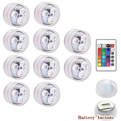 3LEDs Underwater RGB Submersible Lights with Battery Waterproof Swimming Pool Night Atmosphere Lamp Decor Wedding Party