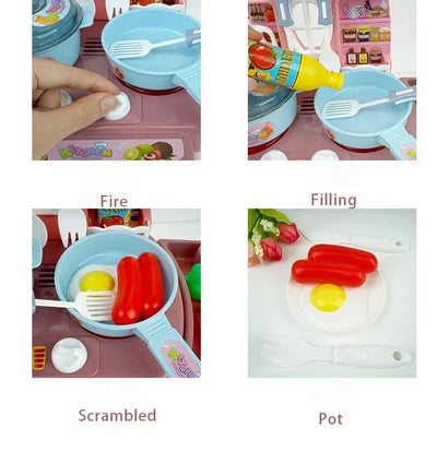 Simulated Kitchen Toys  Kitchenware Lighting and Sounds Cooking Game Set Children Fun Educational Toy Educational Toy
