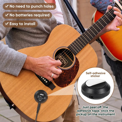 Acoustic Guitar Pickup for Guitar,Ukulele,Mandolin,Violin,Canjo,Kalimba,Drum,Surface-Adhesive Piezo Pickup with Volume Control