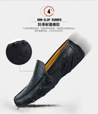 Autumn Shoes for Men Leather Casual Shoes Luxury Italian Men's Loafers Moccasins Breathable Black Versatile Driving Shoes 2024