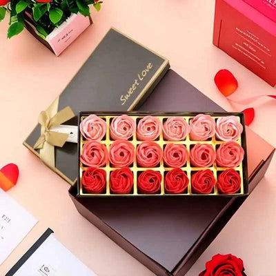 Romantic 18pcs Soap Rose Flowers Gift Box Luxury Soap Flower Gifts Birthday Party Valentine's Wedding Creative Soap Flowers