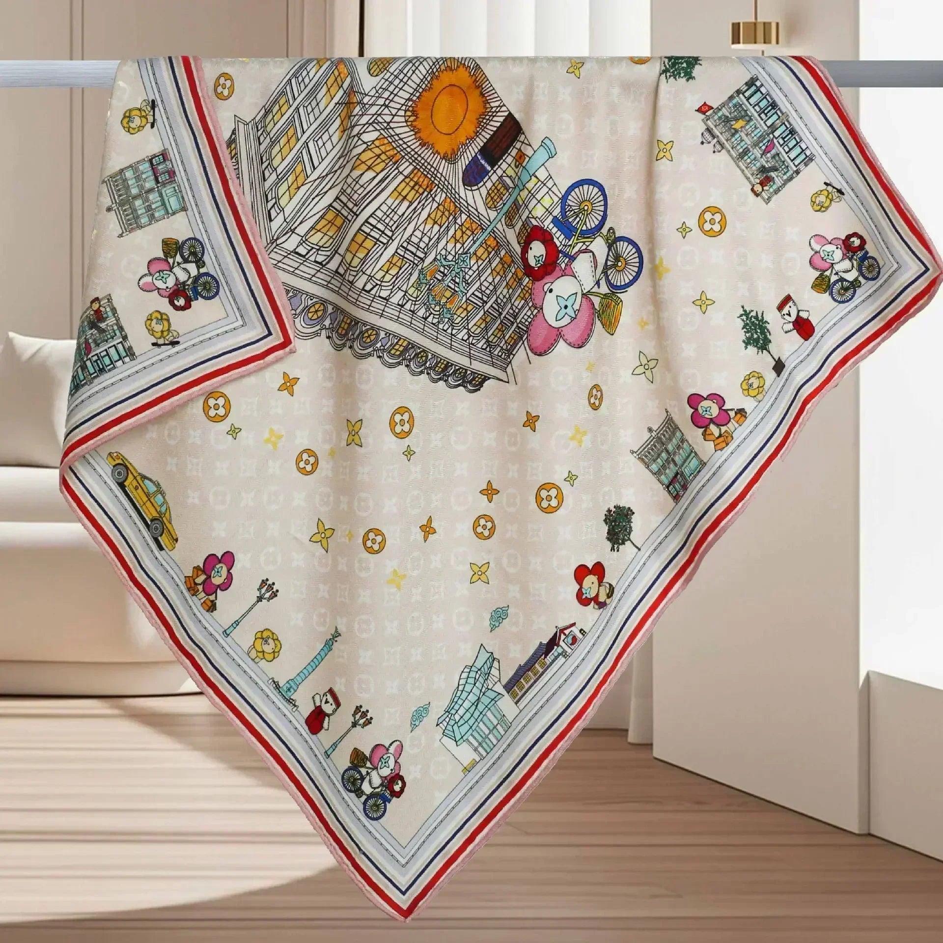Silk wool scarf 65cm women small soft scarves bandanas