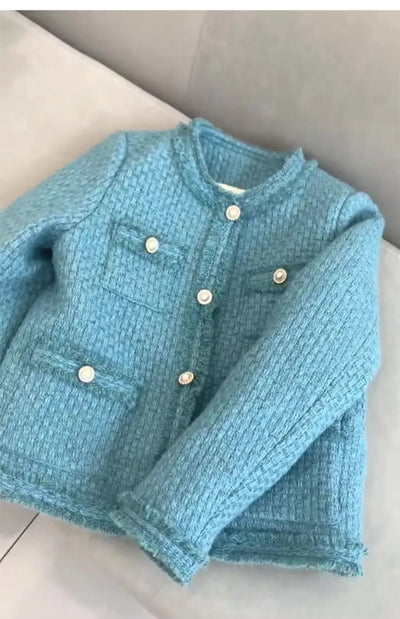 Women's Retro Blue Winter Cotton Jacket Warmth Fragrance High Quality Coats