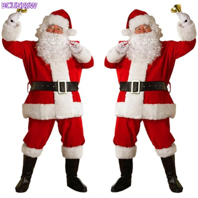 Christmas Santa Claus Costume Men's Adult Christmas Eve Performance Clothing Traditional Red And White Suit for Modern Dance